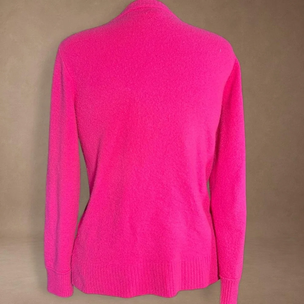 J.Crew Hot Pink Fuzzy Crewneck Sweater Women's M Wool Blend Cozy Preppy